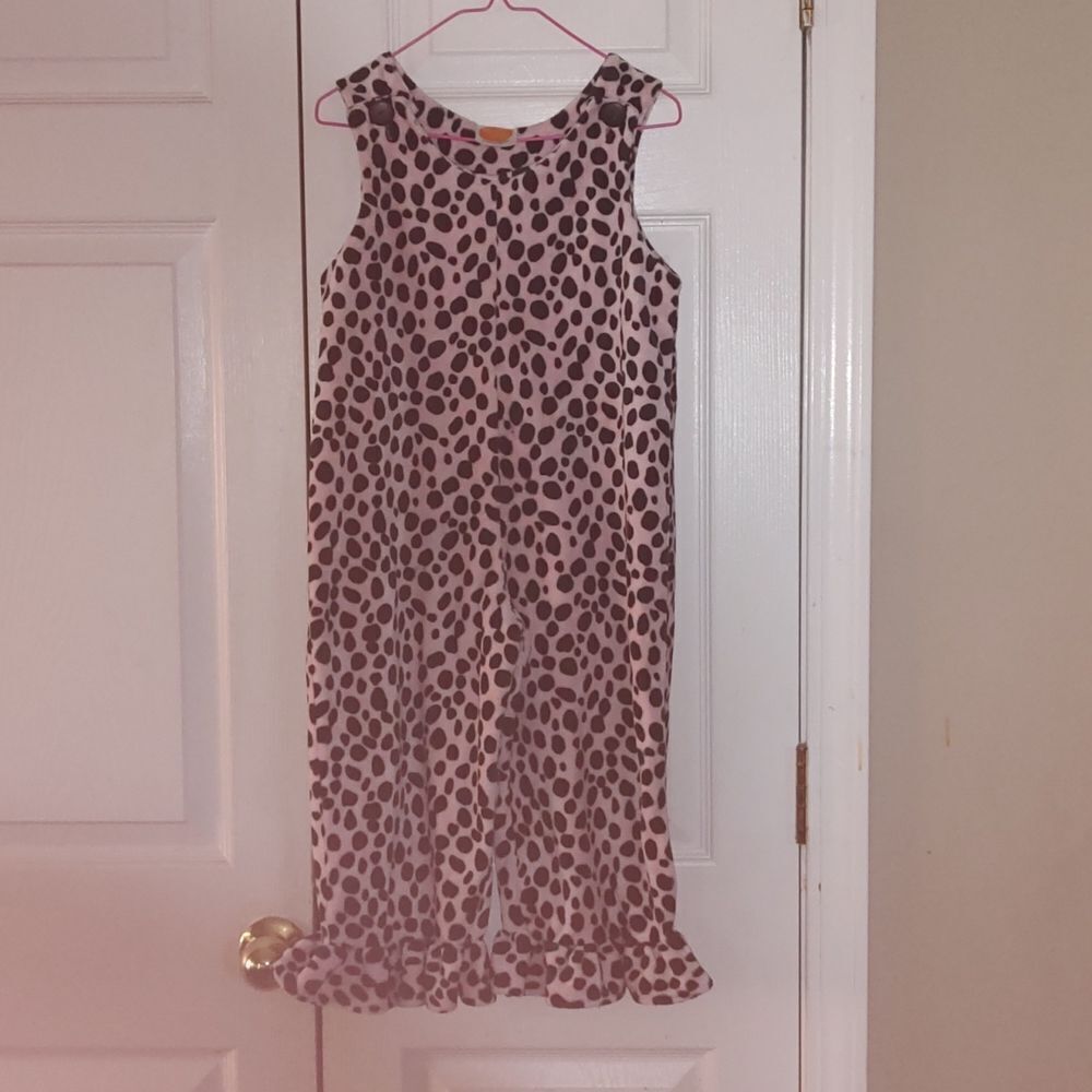 Turtle and Pumkin pink animal print soft fleece overall long romper  Sz 4/5